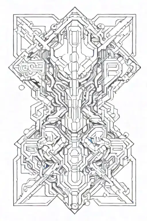 cyber sigilism line work easy tattoo design idea