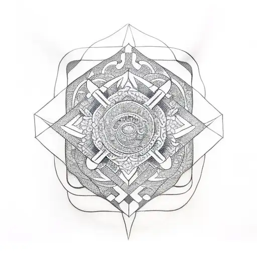 square, circle, triangle, pentagon tattoo design idea