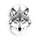 Wolf, compass, forest tattoo design idea