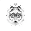 Wolf, compass, forest tattoo design idea