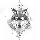 Wolf, compass, forest tattoo design idea