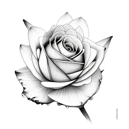 Rose Carnation Water Lily and Hawthrorn flowers combined tattoo design idea
