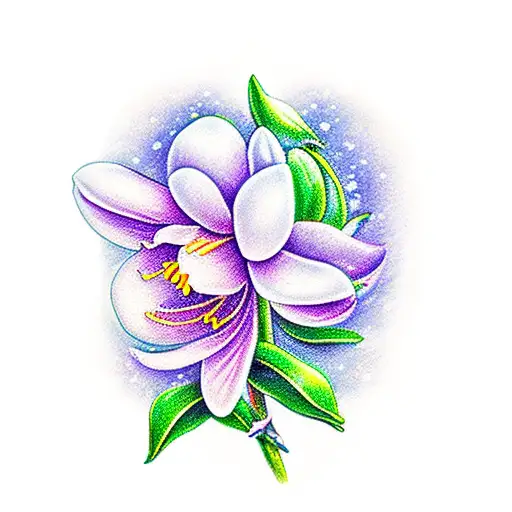 snowdrop, violet, daisy, Lily of the valley, holly, peony tattoo design idea