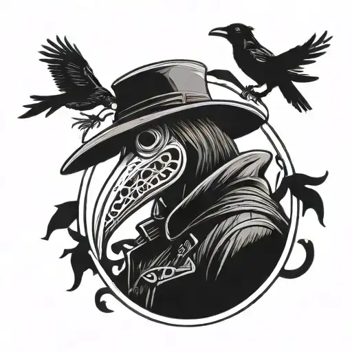 plague doctor with a crow tattoo design idea