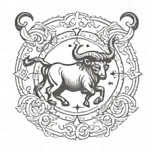 simple taurus zodiac sign and Sagittarius zodiac sign tattoo design idea