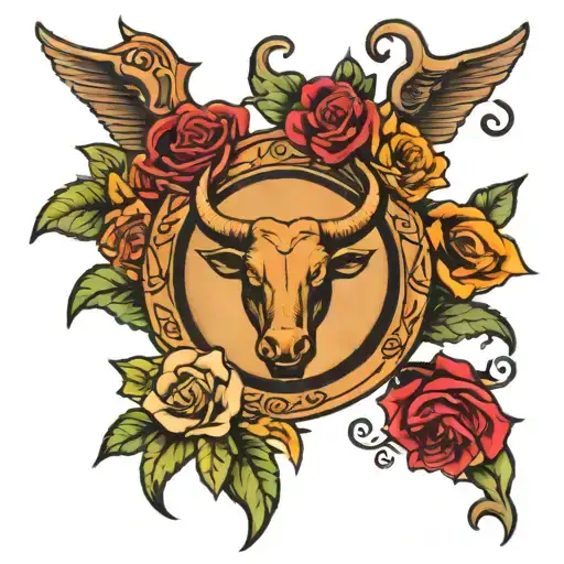 family tattoo with the taurus zodiac sign and Sagittarius zodiac  tattoo design idea