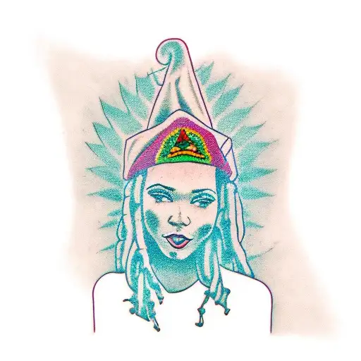 rasta girl and marihuana leaf tattoo design idea