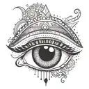A mystical eye with cosmic elements, representing the client's fascination with secret powers and the mysteries of the universe tattoo design idea