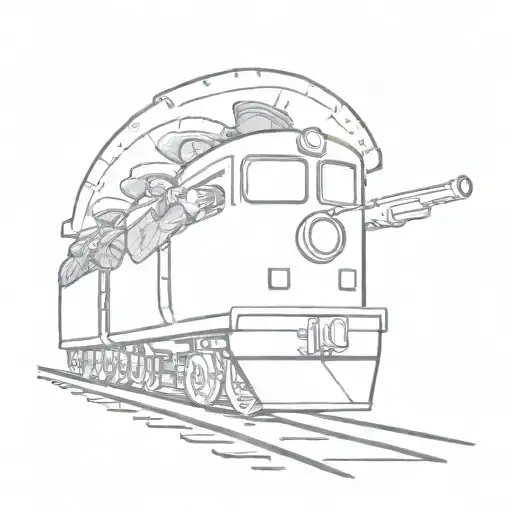 bandits riding train with sombreros and guns tattoo design idea