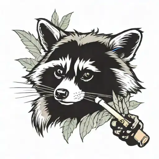 racoon smoking weed joint tattoo design idea