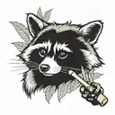 racoon smoking weed joint tattoo design idea
