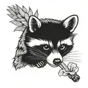 racoon smoking weed joint tattoo design idea