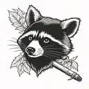 racoon smoking weed joint tattoo design idea