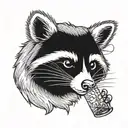 racoon smoking weed joint tattoo design idea