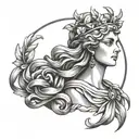 greek goddess nike tattoo design idea