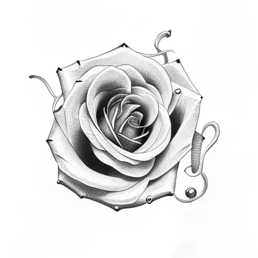 rose with snake tattoo design idea