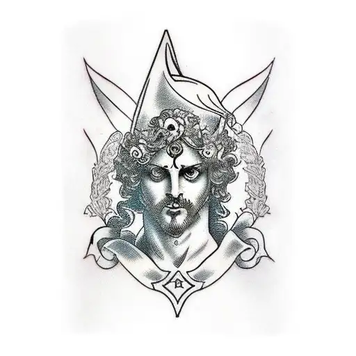 Greek God Dionysus, redemption insanity, madness, emotional release tattoo design idea