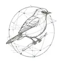 Math Ai Futuristic robin Bird flying away tattoo design idea