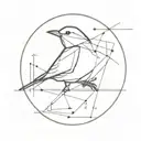 Math Ai Futuristic robin Bird flying away tattoo design idea