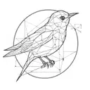 Math Ai Futuristic robin Bird flying away tattoo design idea