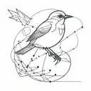Math Ai Futuristic robin Bird flying away tattoo design idea