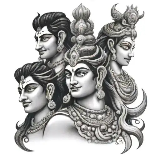 shiva Vishnu and bramha Bishnu maheswar tattoo design idea