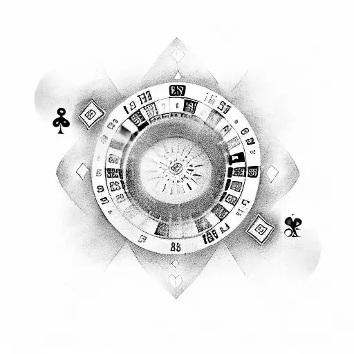 A roulette wheel with playing cards replacing the numbers tattoo design idea