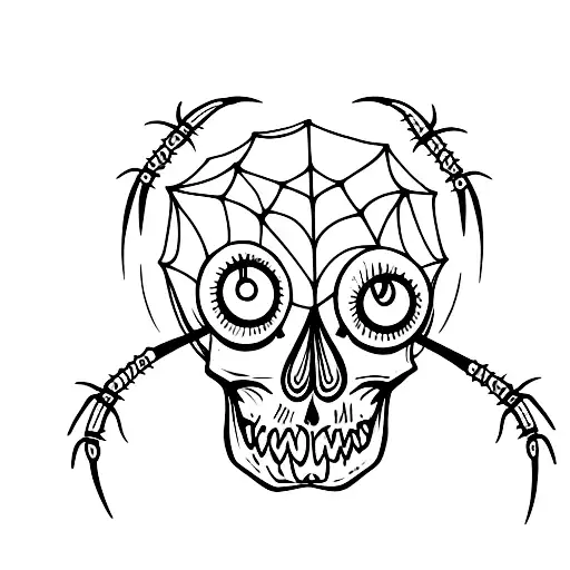Skull with spider eyes tattoo design idea