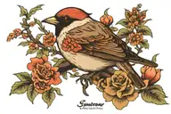 Sparrow bird dressed tattoo design idea