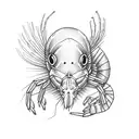 minimal shrimp tattoo design idea