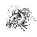 minimal shrimp tattoo design idea