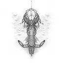 minimal shrimp tattoo design idea