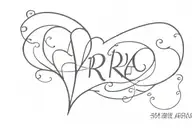 the name Aria with a heart shape tattoo design idea