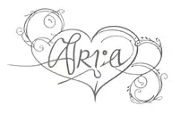 the name Aria with a heart shape tattoo design idea