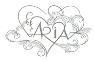 the name Aria with a heart shape tattoo design idea