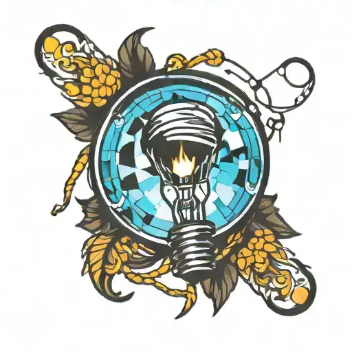 disco light bulb tattoo design idea