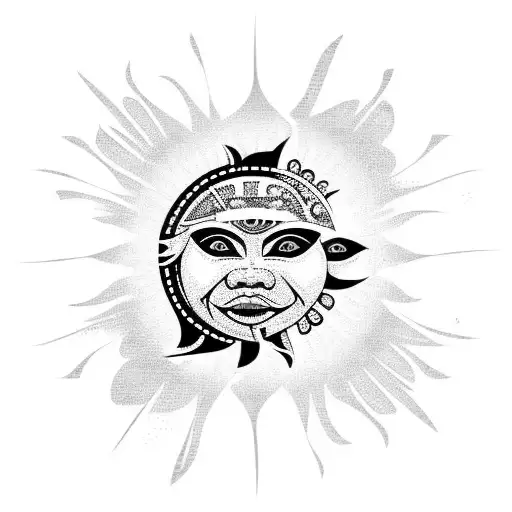 Philippine Sun with ocean waves tattoo design idea