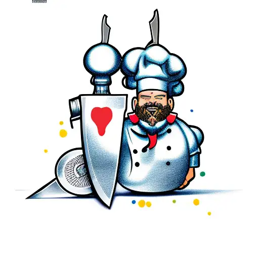 chef knife and grenade tattoo design idea