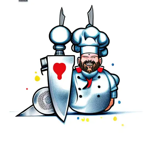 chef knife and grenade tattoo design idea