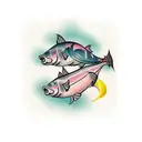 half fish, half pig tattoo design idea