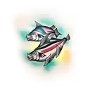 half fish, half pig tattoo design idea