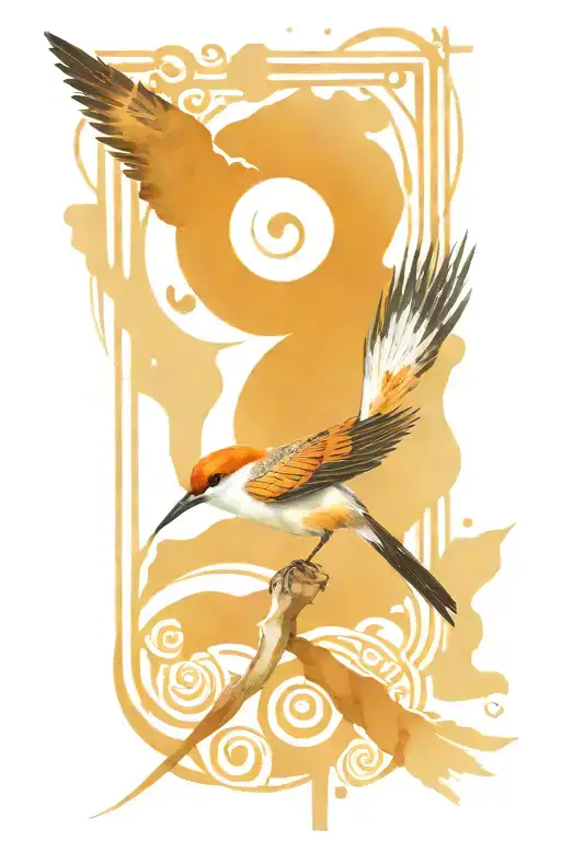 Scissor tail flycatcher in the style of the Nazca lines tattoo design idea