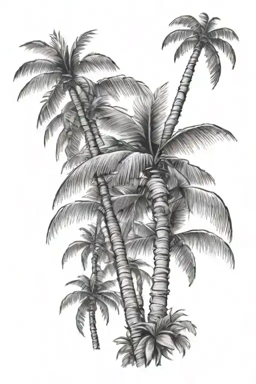 fine line palm tree tattoo design idea