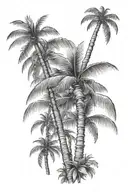 fine line palm tree tattoo design idea