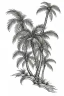 fine line palm tree tattoo design idea