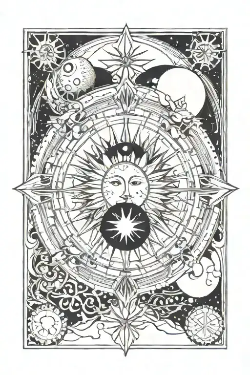 sun and moon tarot card tattoo design idea
