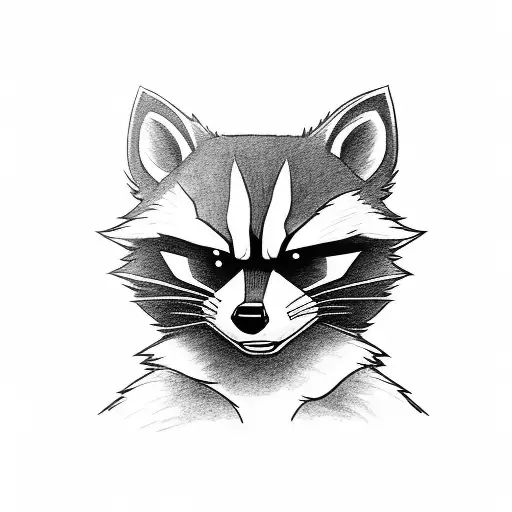 cartoon rocket raccoon with granddaughter's birthday 5/5/2022 tattoo design idea
