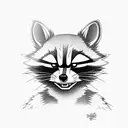 cartoon rocket raccoon with granddaughter's birthday 5/5/2022 tattoo design idea