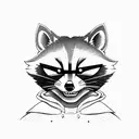 cartoon rocket raccoon with granddaughter's birthday 5/5/2022 tattoo design idea