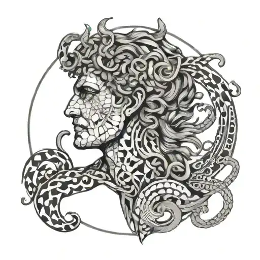 Perseus kills Medusa Gorgona tattoo design idea